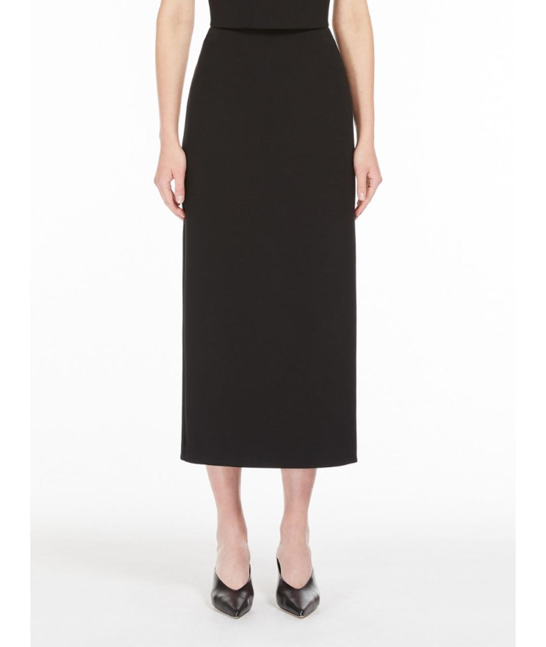 'S MAX MARA Черная вискозная юбка миди, фото 3