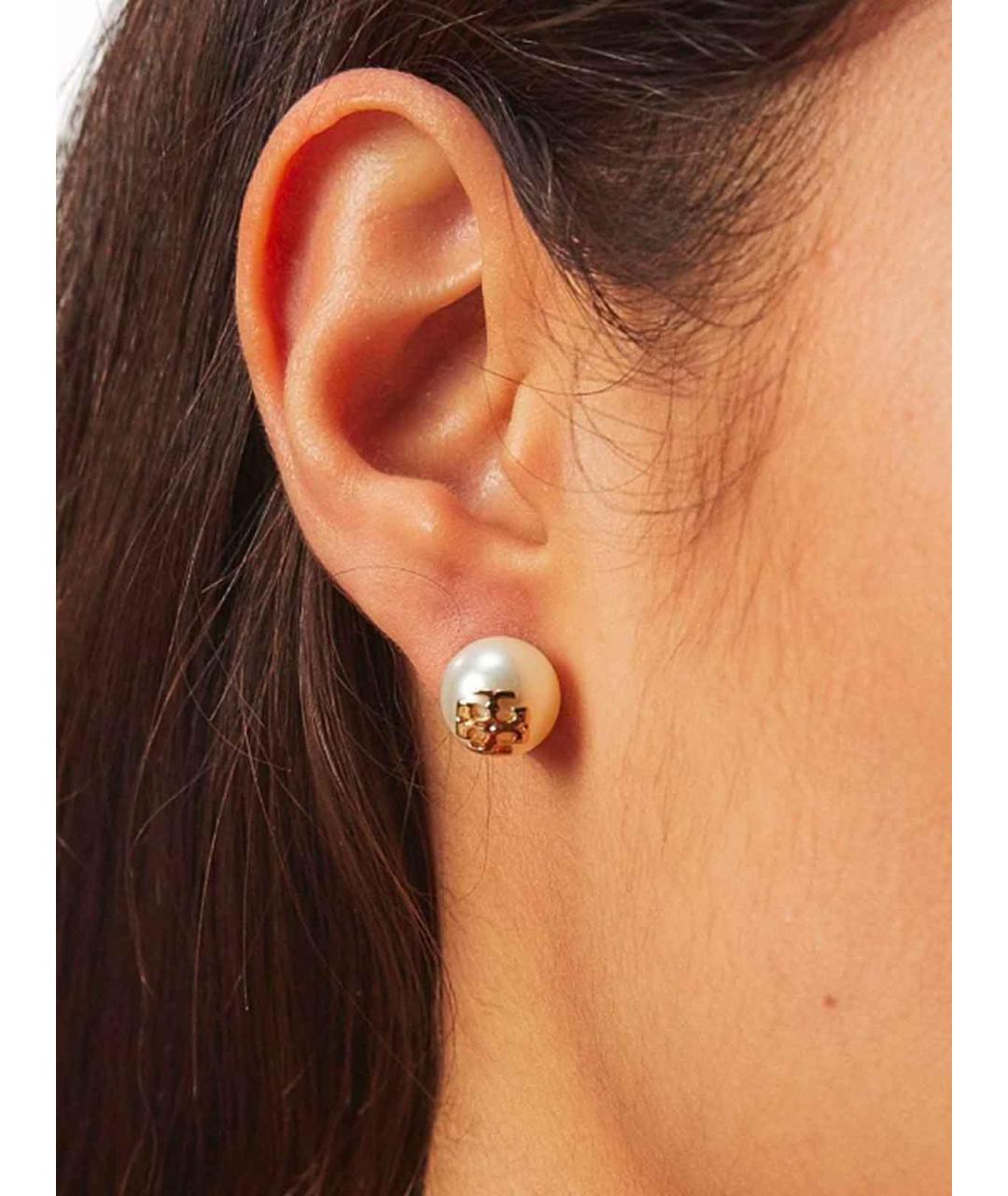 TORY BURCH Бежевые жемчужные серьги, фото 2