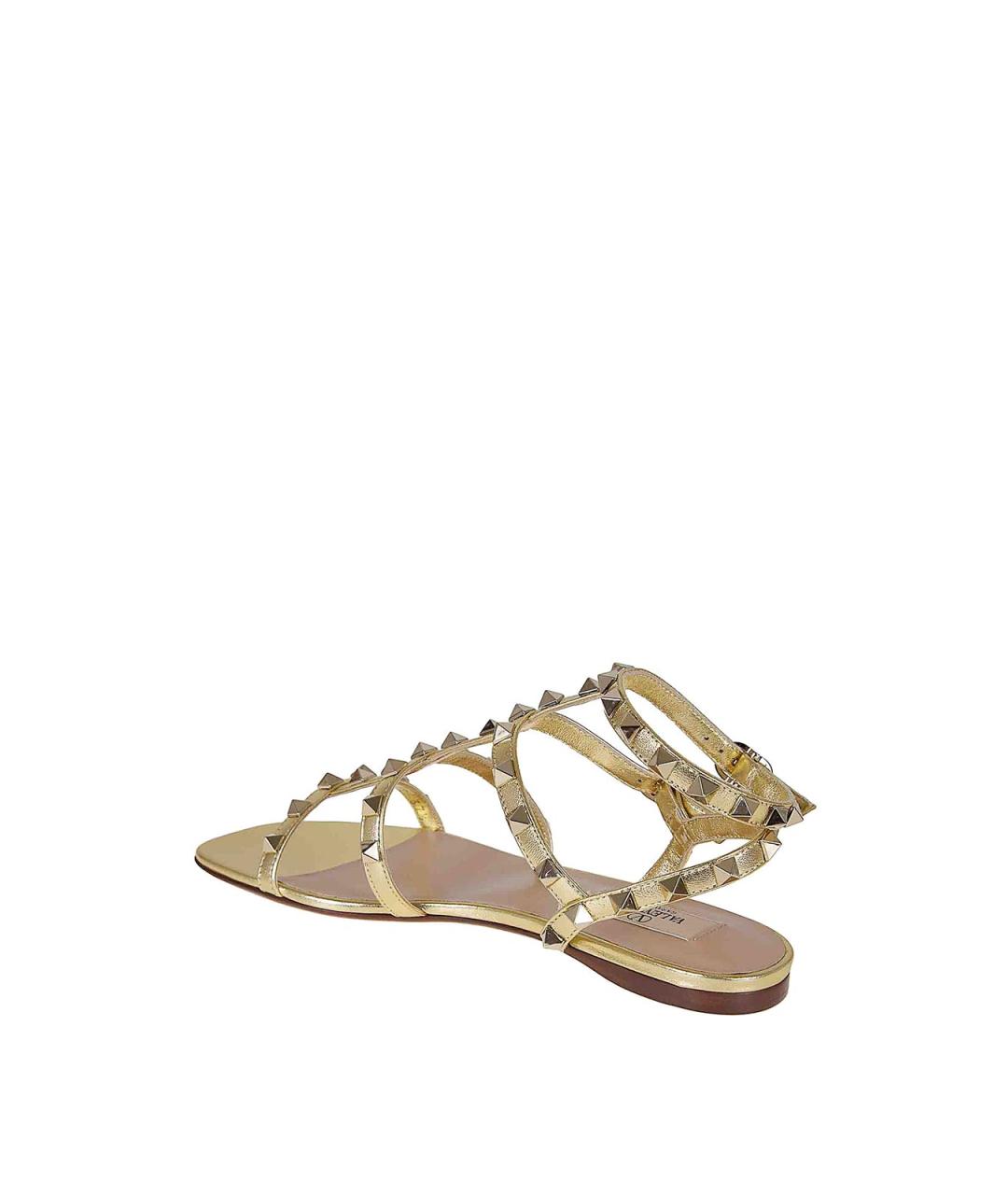 VALENTINO Золотые кожаные босоножки, фото 3