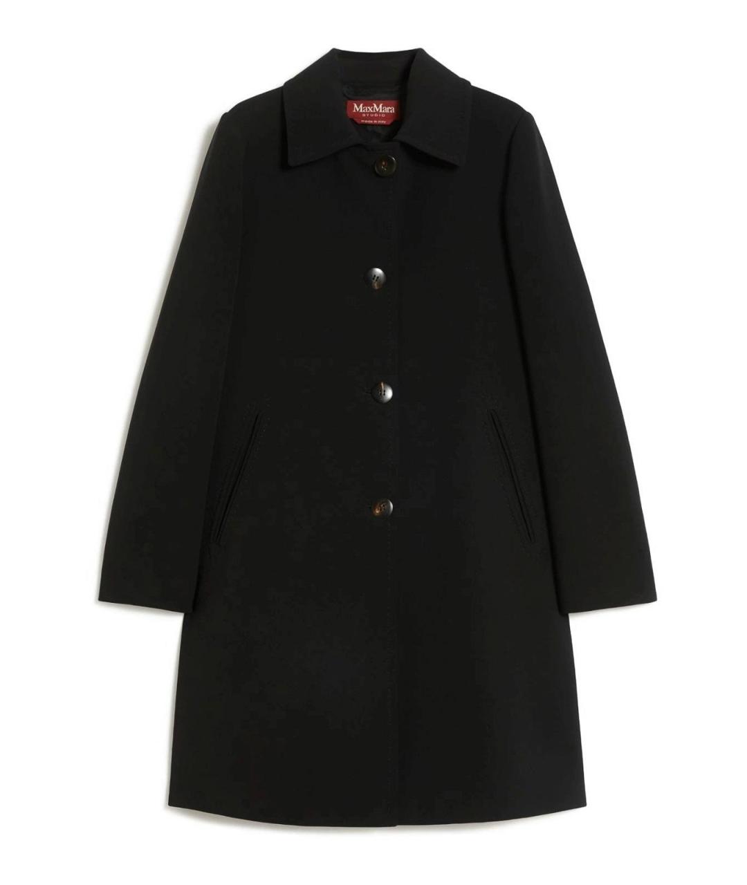 MAX MARA STUDIO Черное полиэстеровое пальто, фото 1