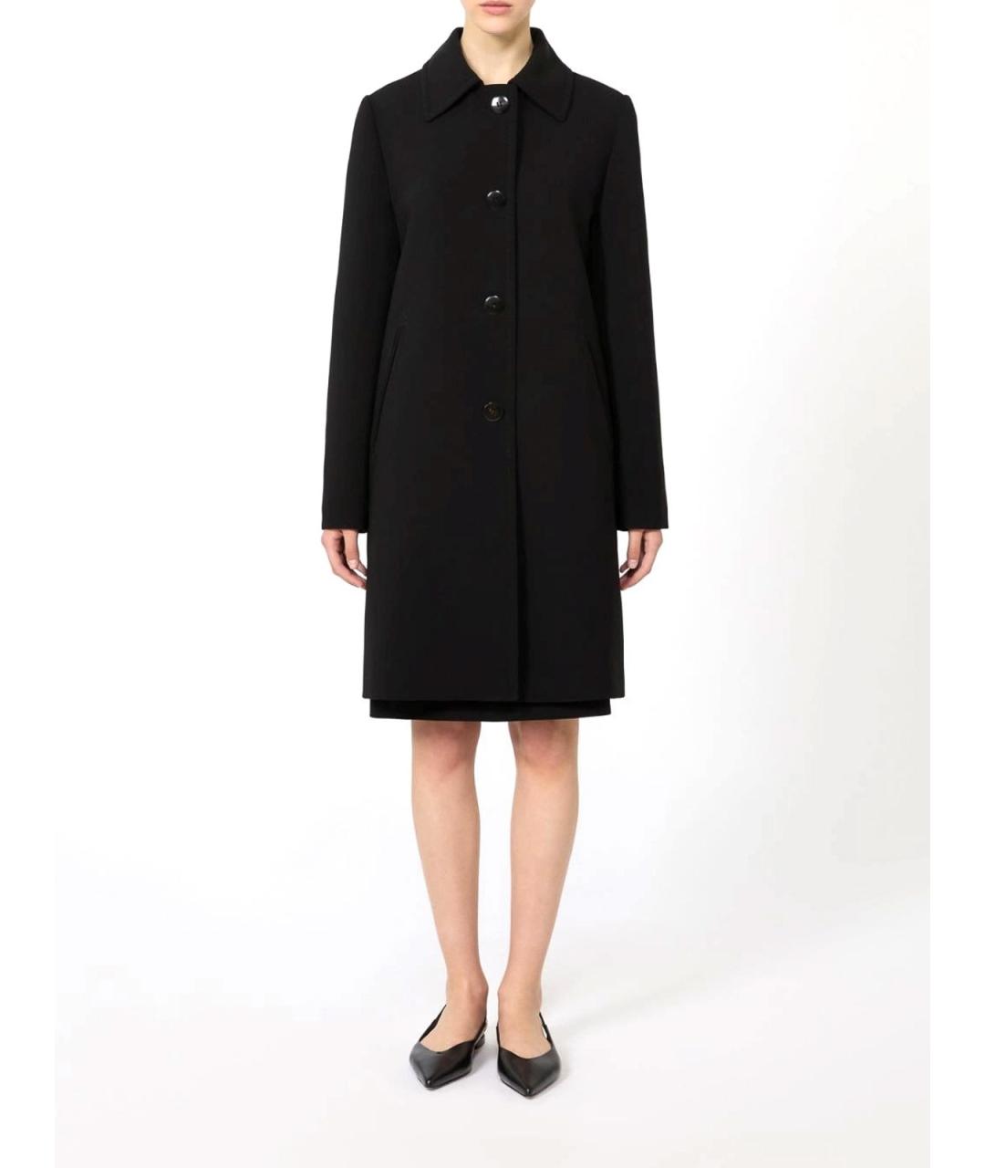 MAX MARA STUDIO Черное полиэстеровое пальто, фото 2