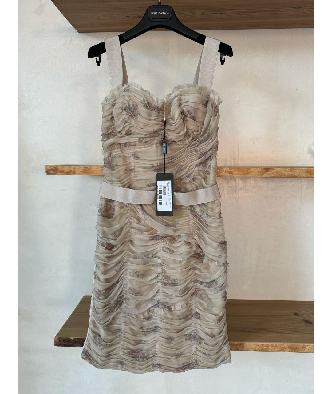DOLCE&GABBANA Бежевый шелковый сарафан, фото 4