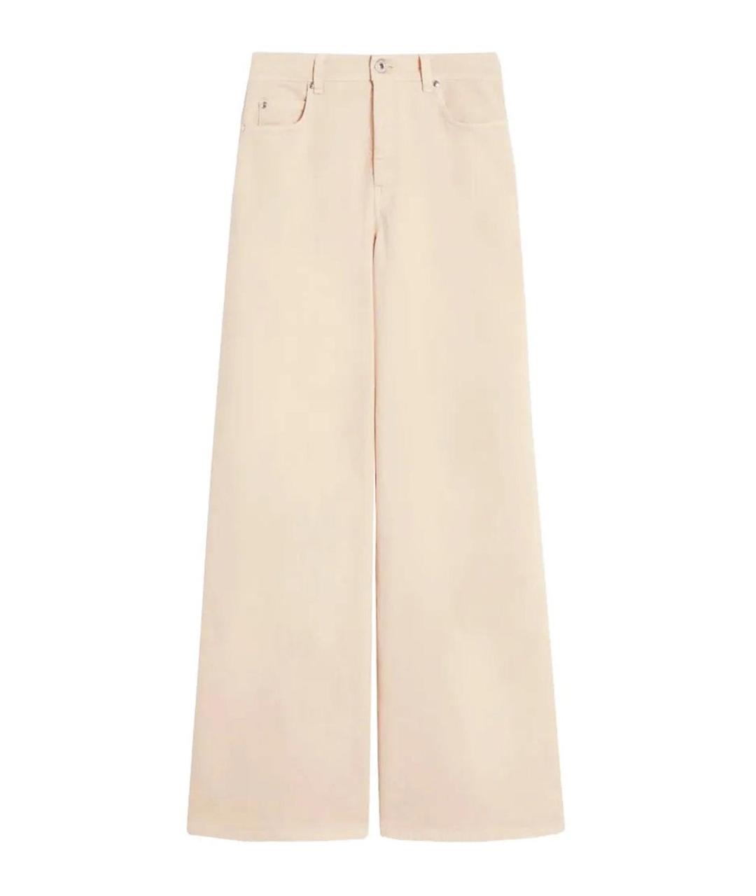WEEKEND MAX MARA Бежевые хлопковые брюки широкие, фото 1