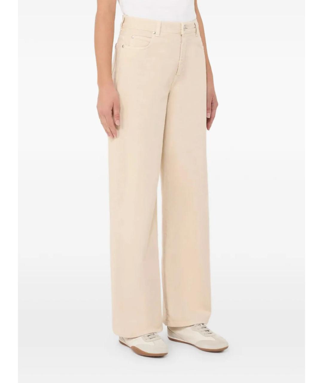WEEKEND MAX MARA Бежевые хлопковые брюки широкие, фото 2