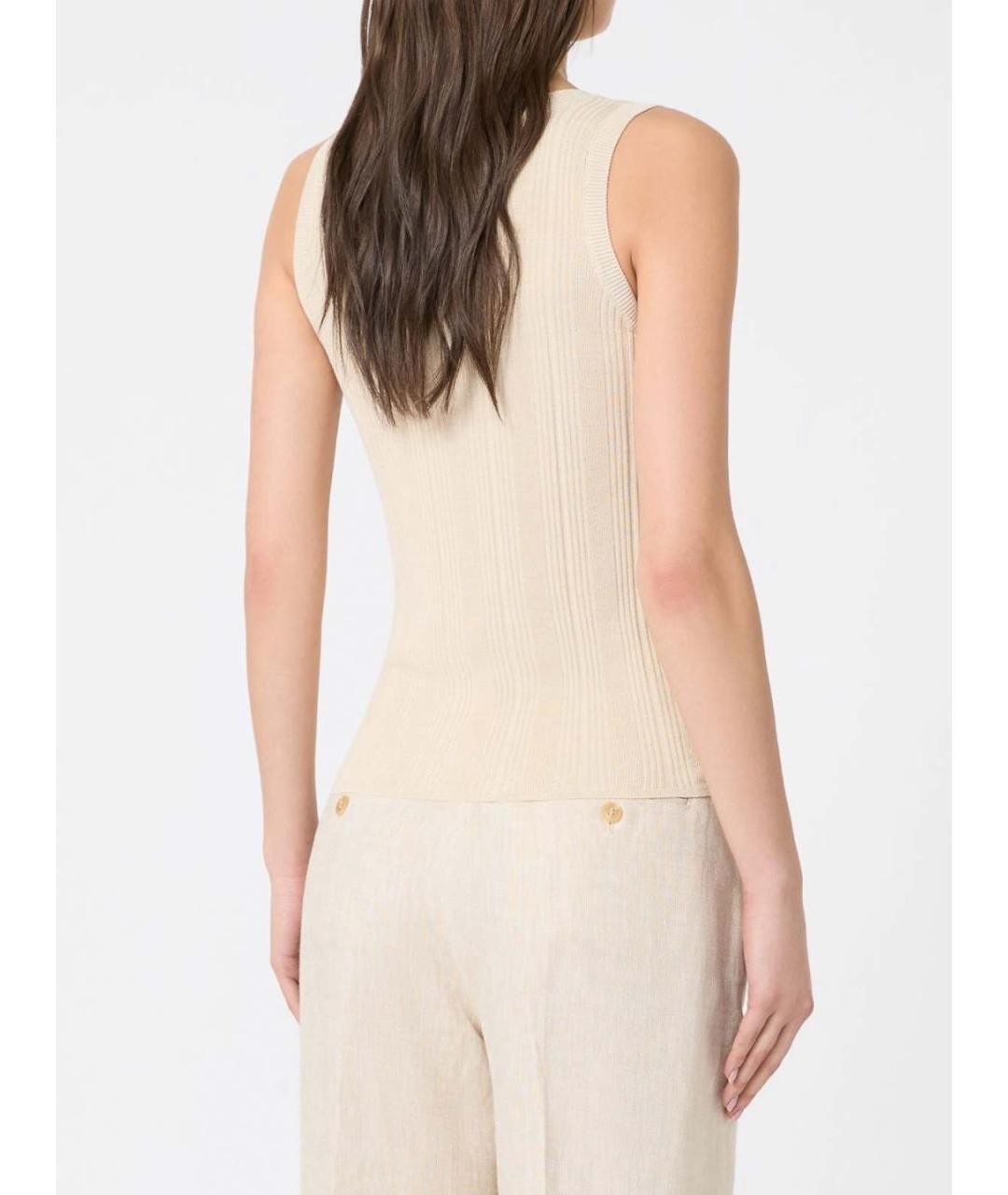 WEEKEND MAX MARA Бежевая вискозная майка, фото 4