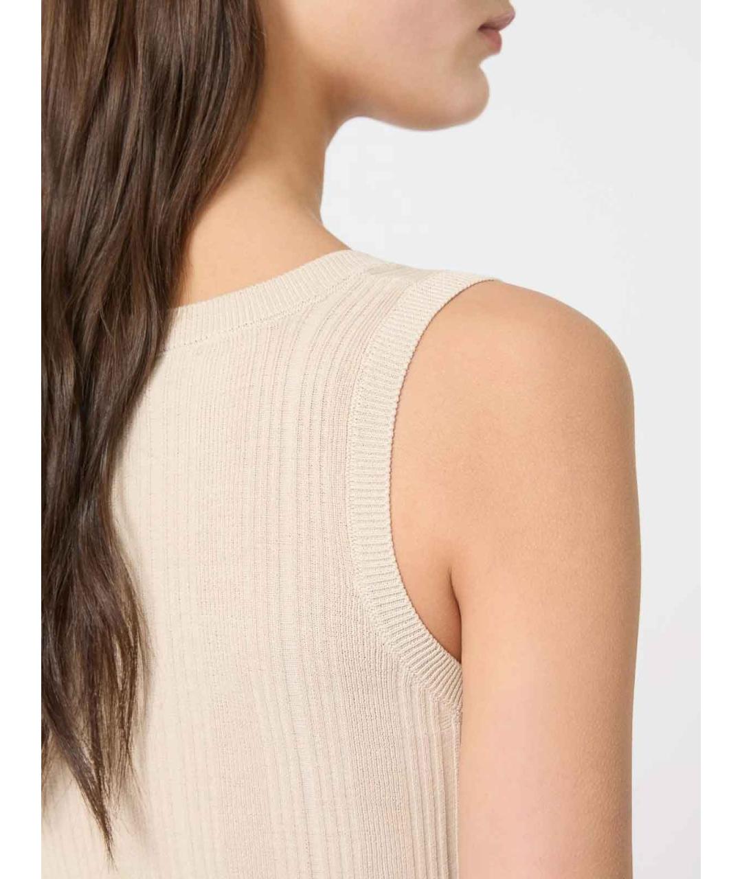 WEEKEND MAX MARA Бежевая вискозная майка, фото 3