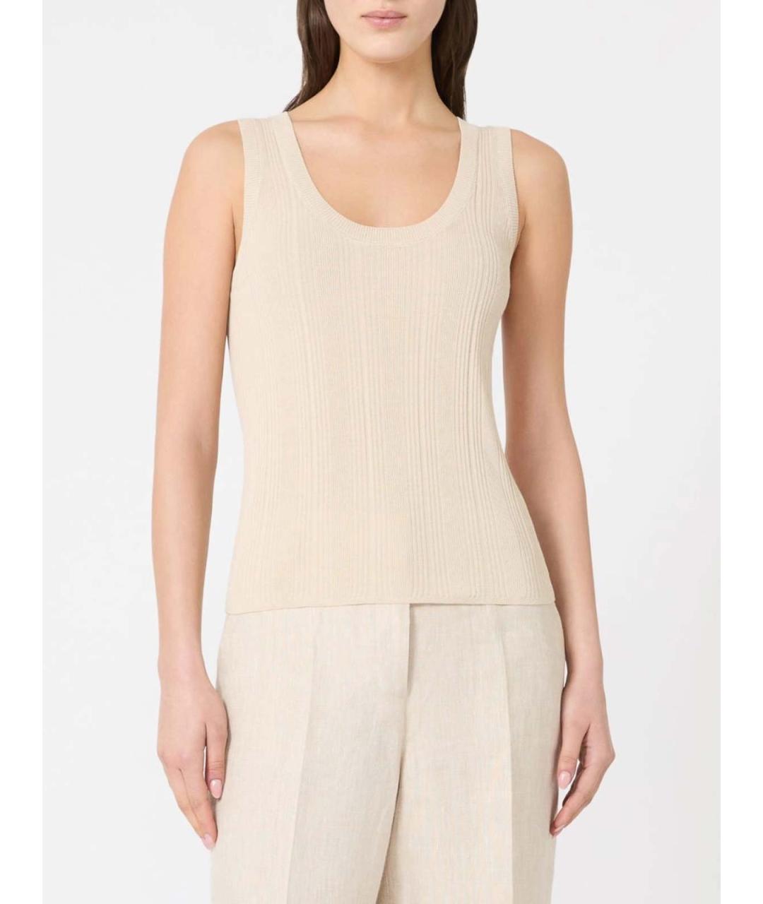WEEKEND MAX MARA Бежевая вискозная майка, фото 2