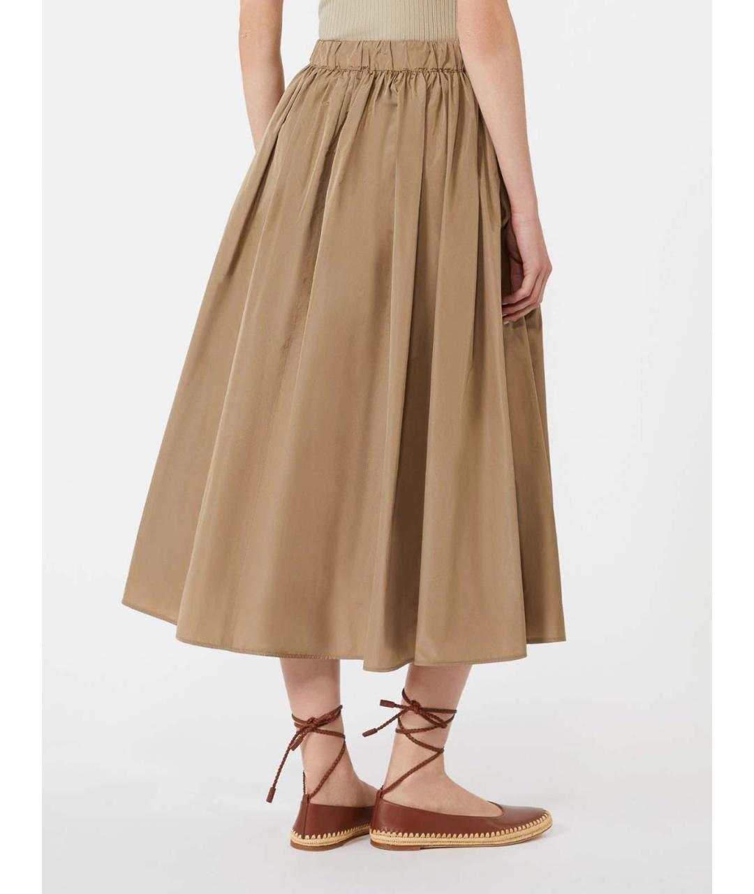 MAX MARA Коричневая полиэстеровая юбка миди, фото 3
