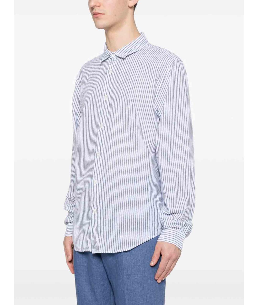 WOOLRICH Синяя льняная классическая рубашка, фото 5
