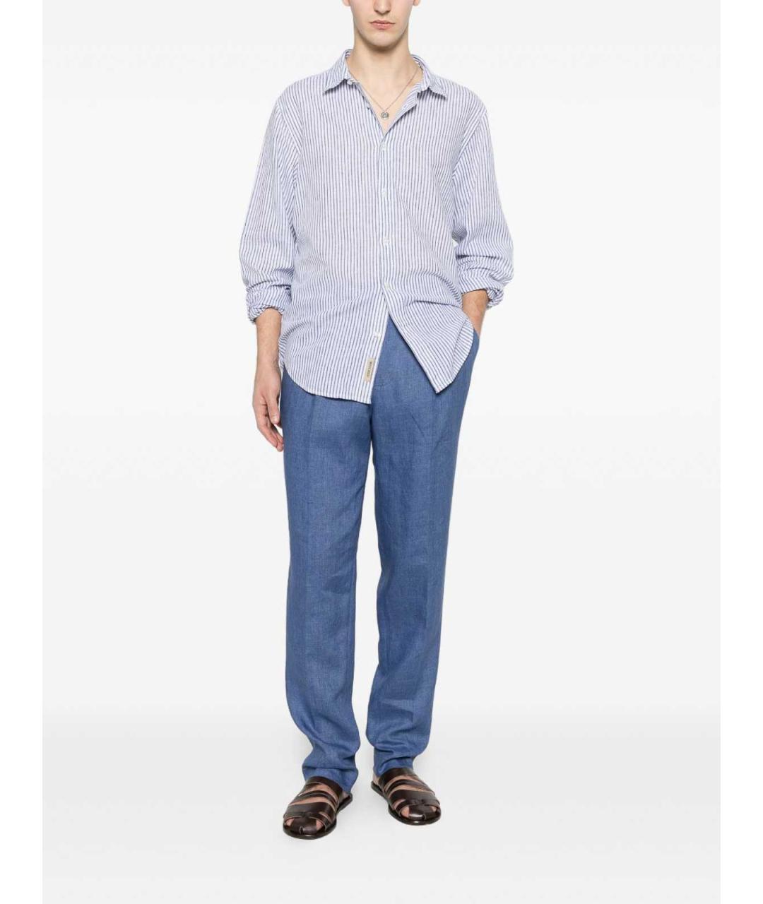 WOOLRICH Синяя льняная классическая рубашка, фото 2