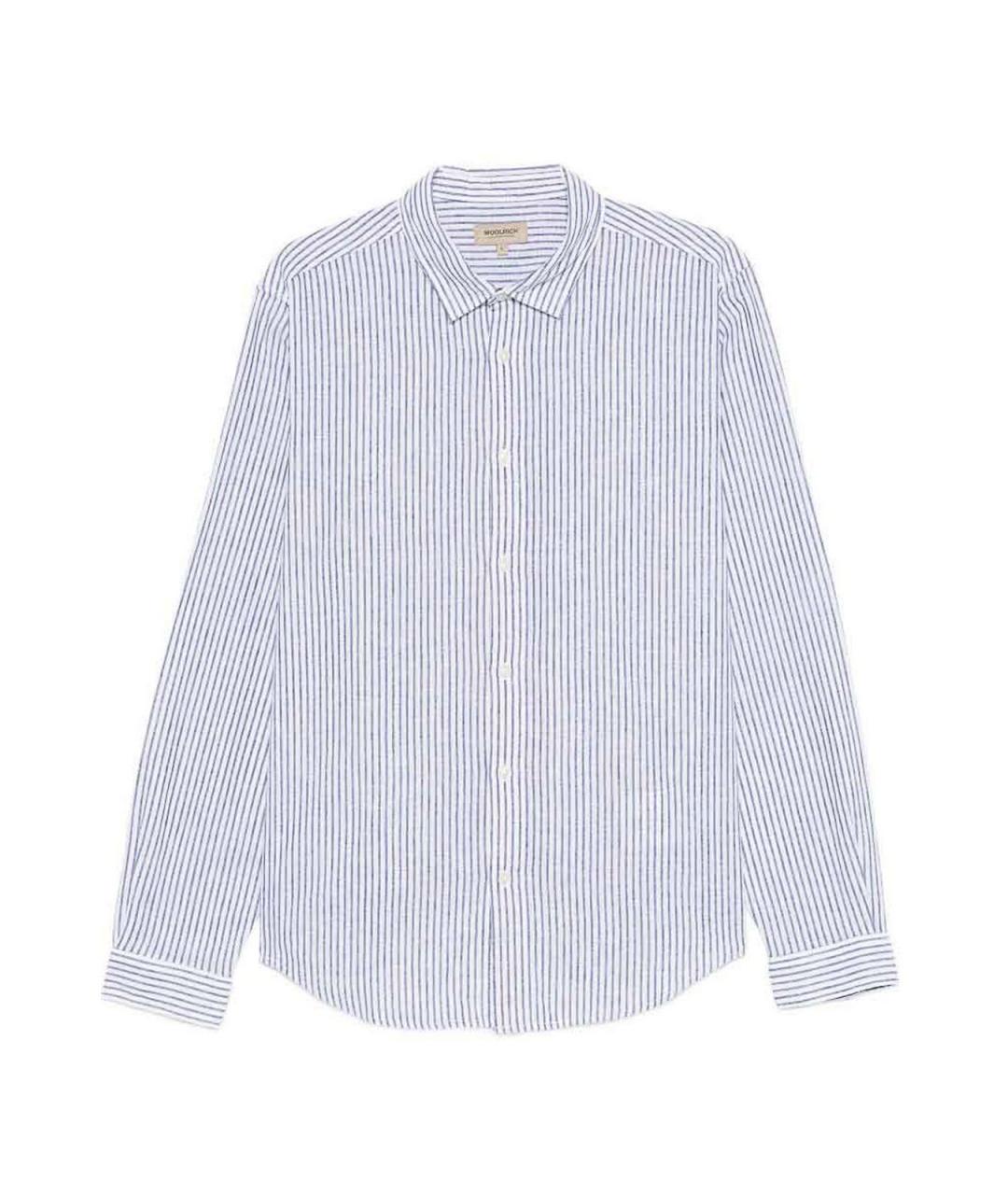 WOOLRICH Синяя льняная классическая рубашка, фото 1