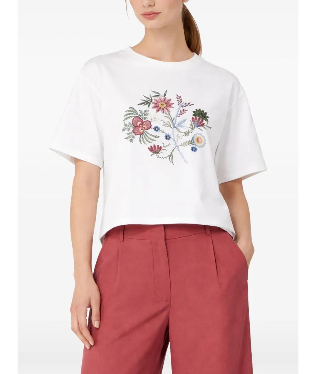 WEEKEND MAX MARA Белая хлопковая футболка, фото 2