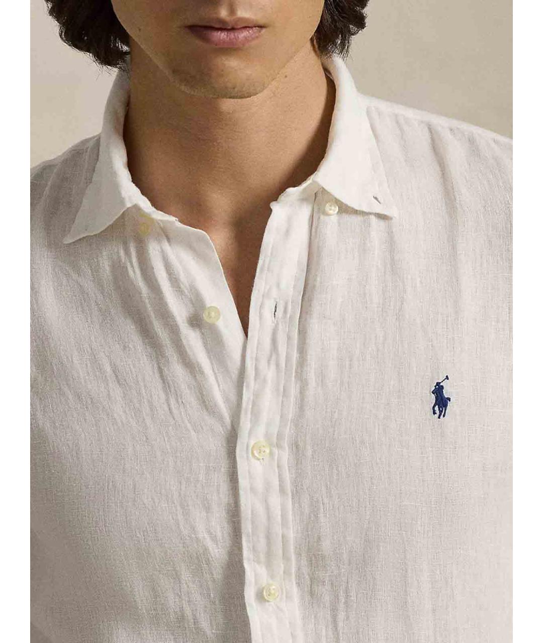 POLO RALPH LAUREN Белая льняная классическая рубашка, фото 5