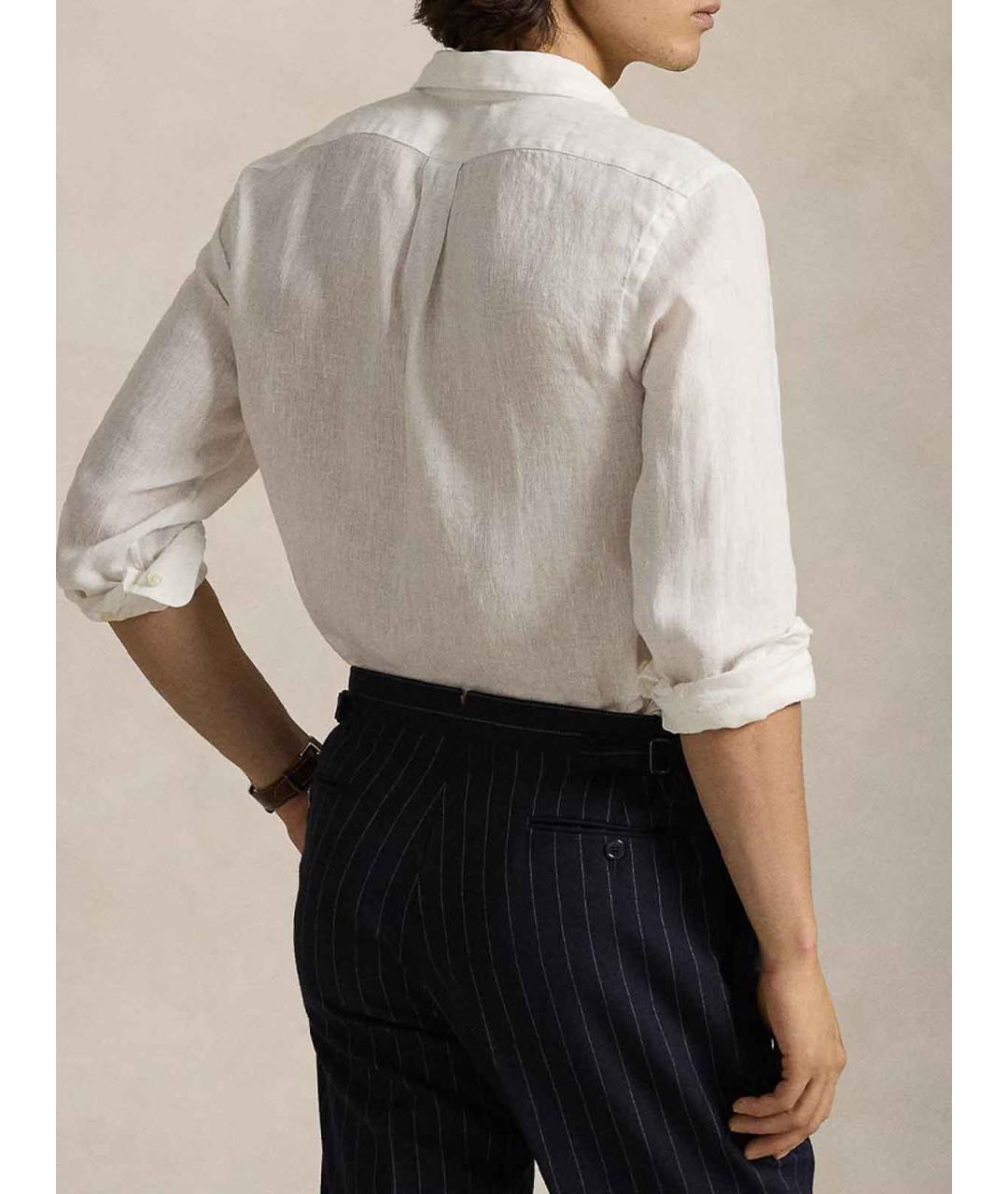 POLO RALPH LAUREN Белая льняная классическая рубашка, фото 4