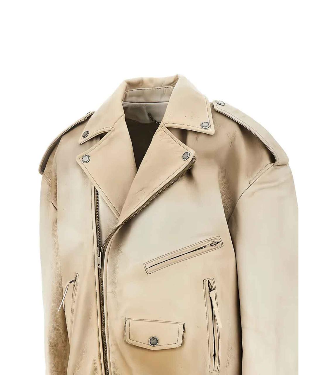 GOLDEN GOOSE Бежевая кожаная куртка, фото 2
