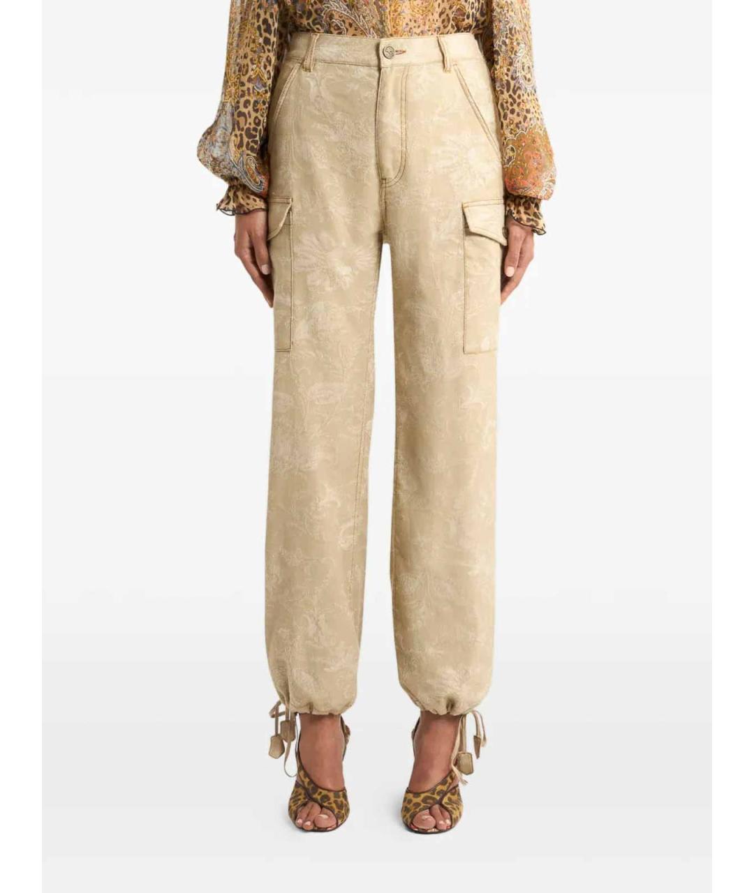 ETRO Бежевые хлопковые брюки широкие, фото 2