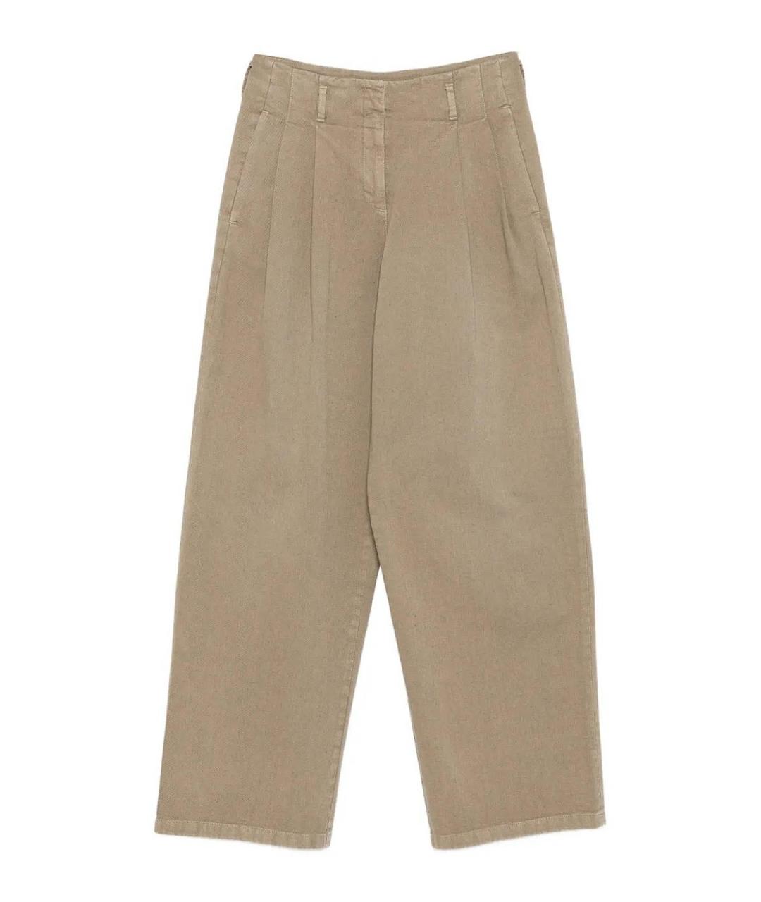 GOLDEN GOOSE DELUXE BRAND Бежевые хлопковые брюки широкие, фото 1