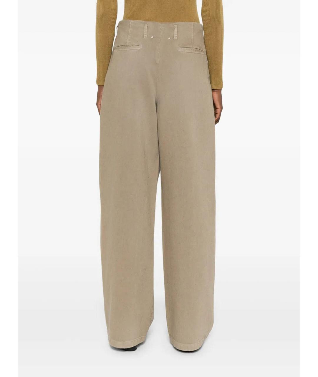 GOLDEN GOOSE DELUXE BRAND Бежевые хлопковые брюки широкие, фото 4