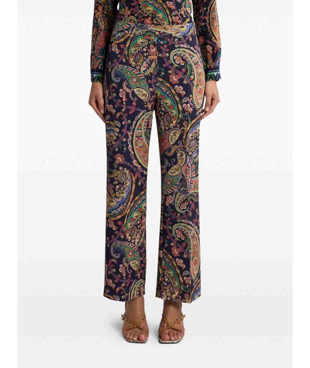 ETRO Мульти полиэстеровые прямые брюки, фото 3