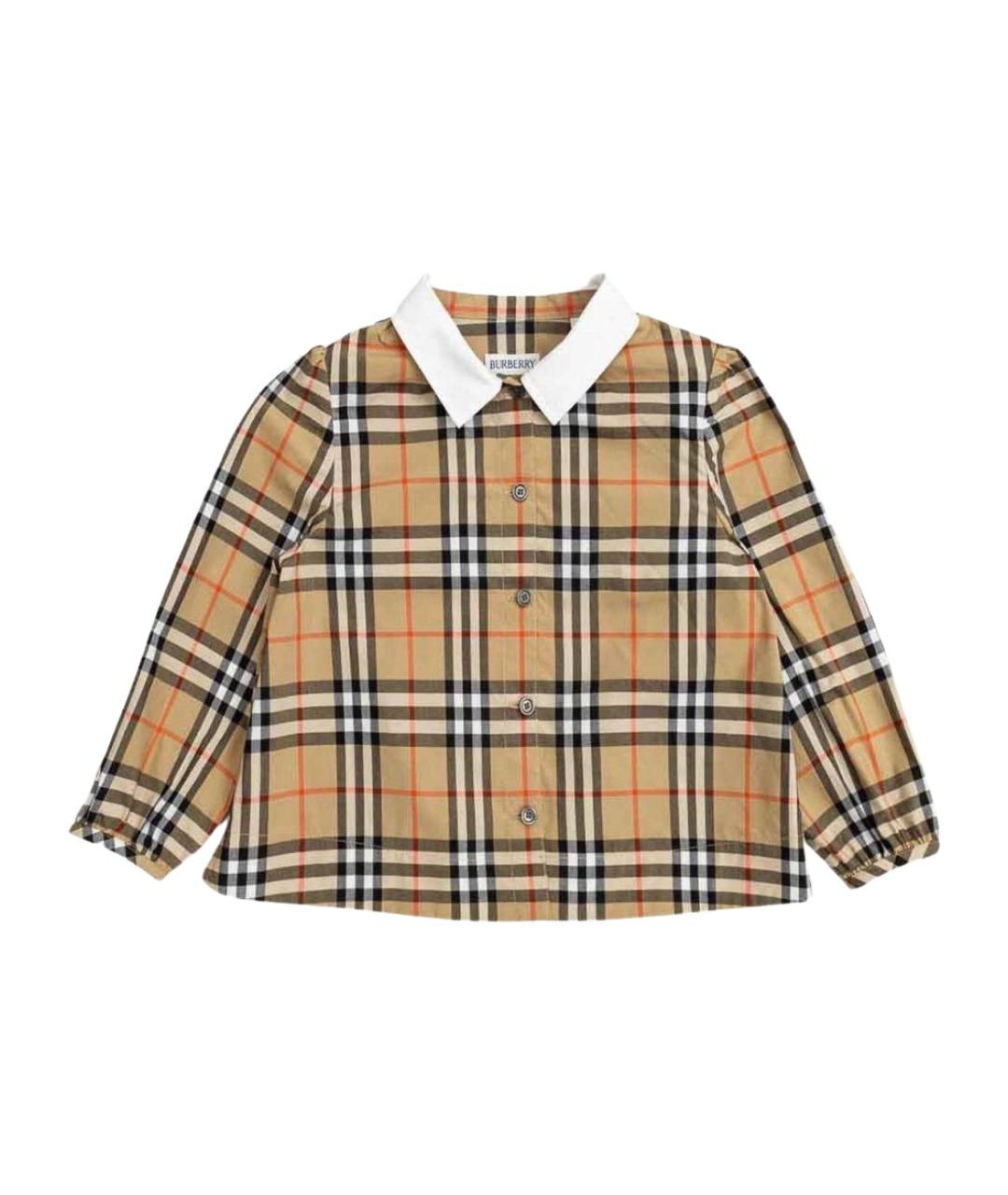 BURBERRY Бежевая хлопковая рубашка/блузка, фото 1