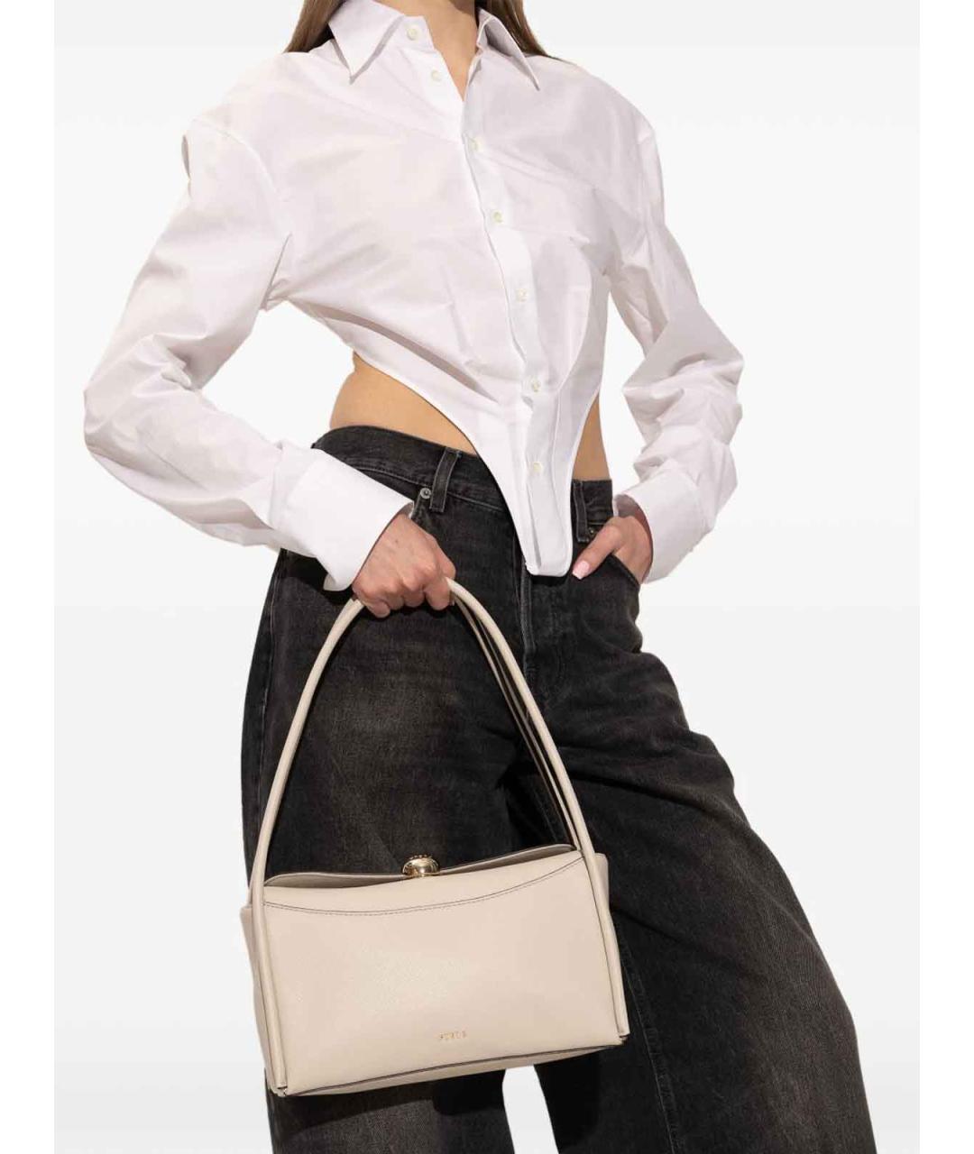 FURLA Бежевая кожаная сумка через плечо, фото 5