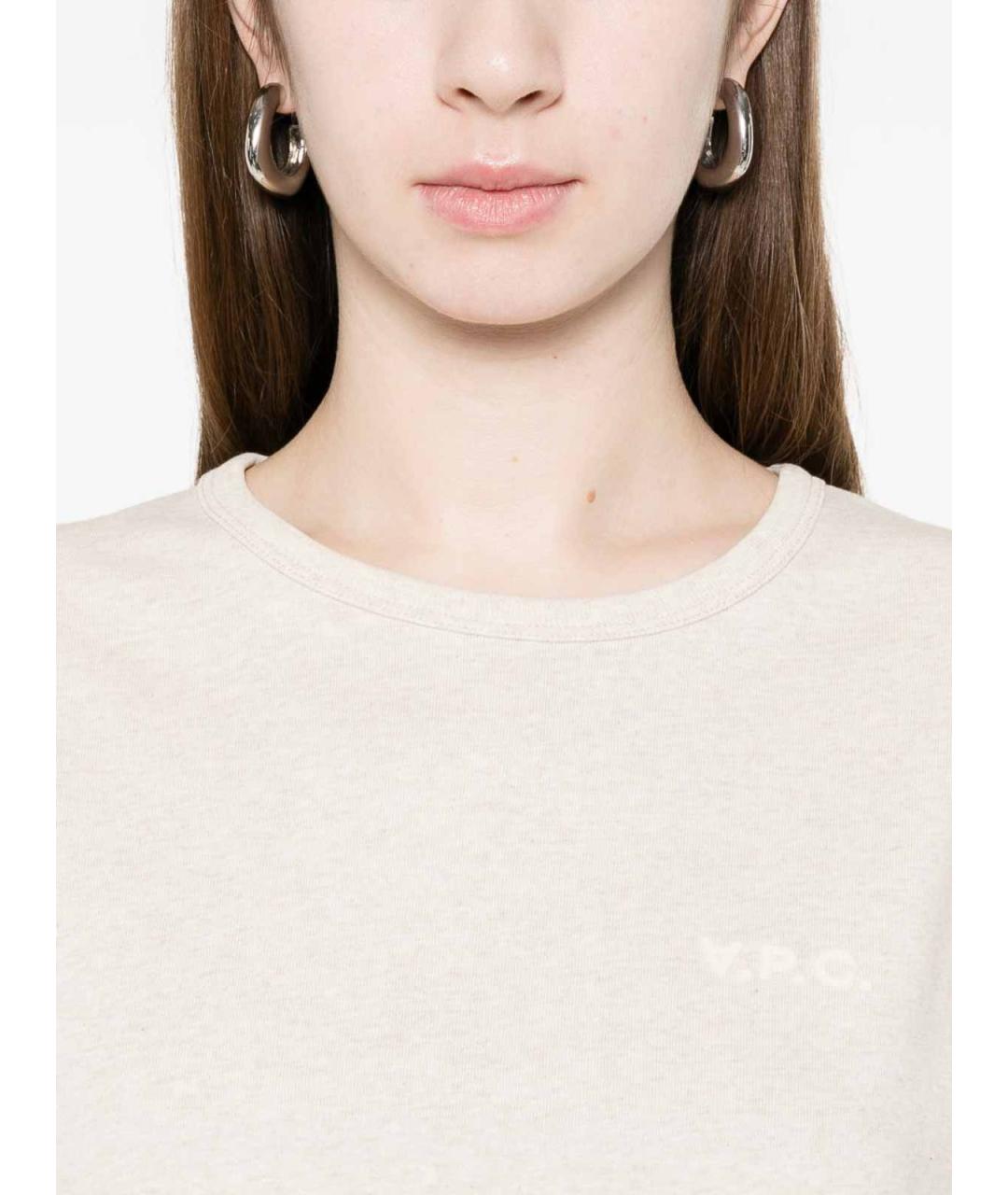 A.P.C. Бежевая хлопковая футболка, фото 2