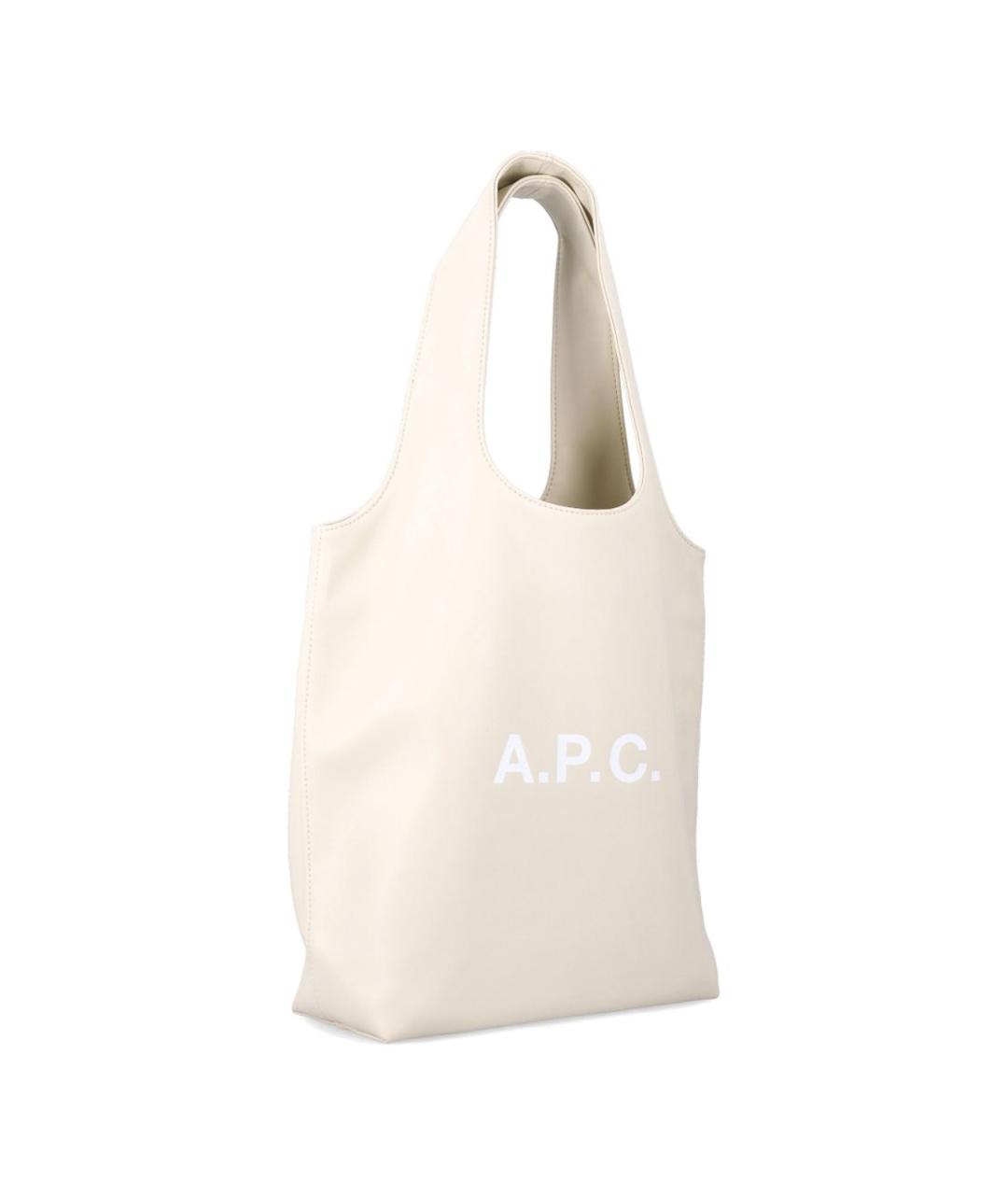 A.P.C. Бежевая хлопковая сумка тоут, фото 3