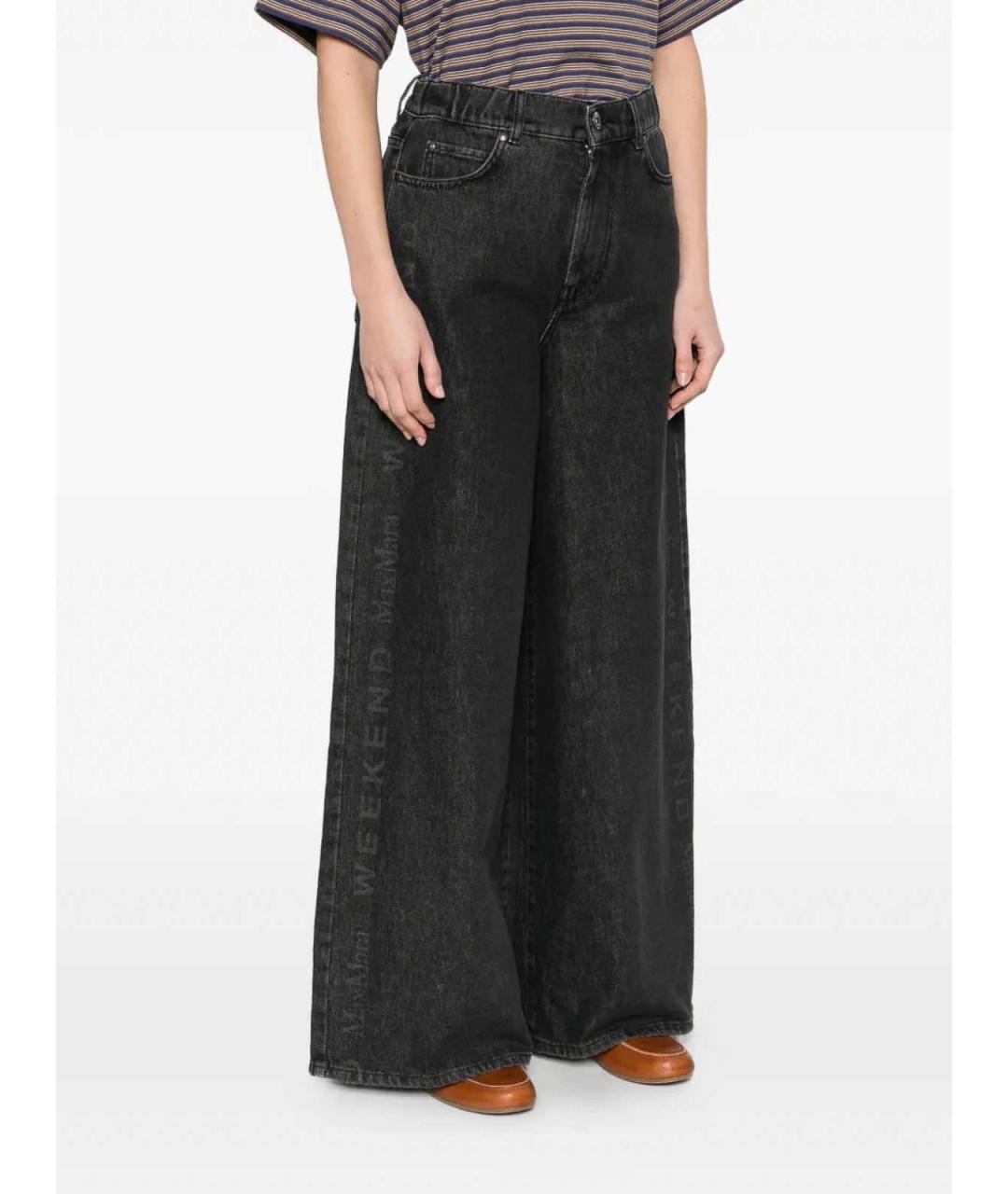WEEKEND MAX MARA Черные хлопковые брюки широкие, фото 3