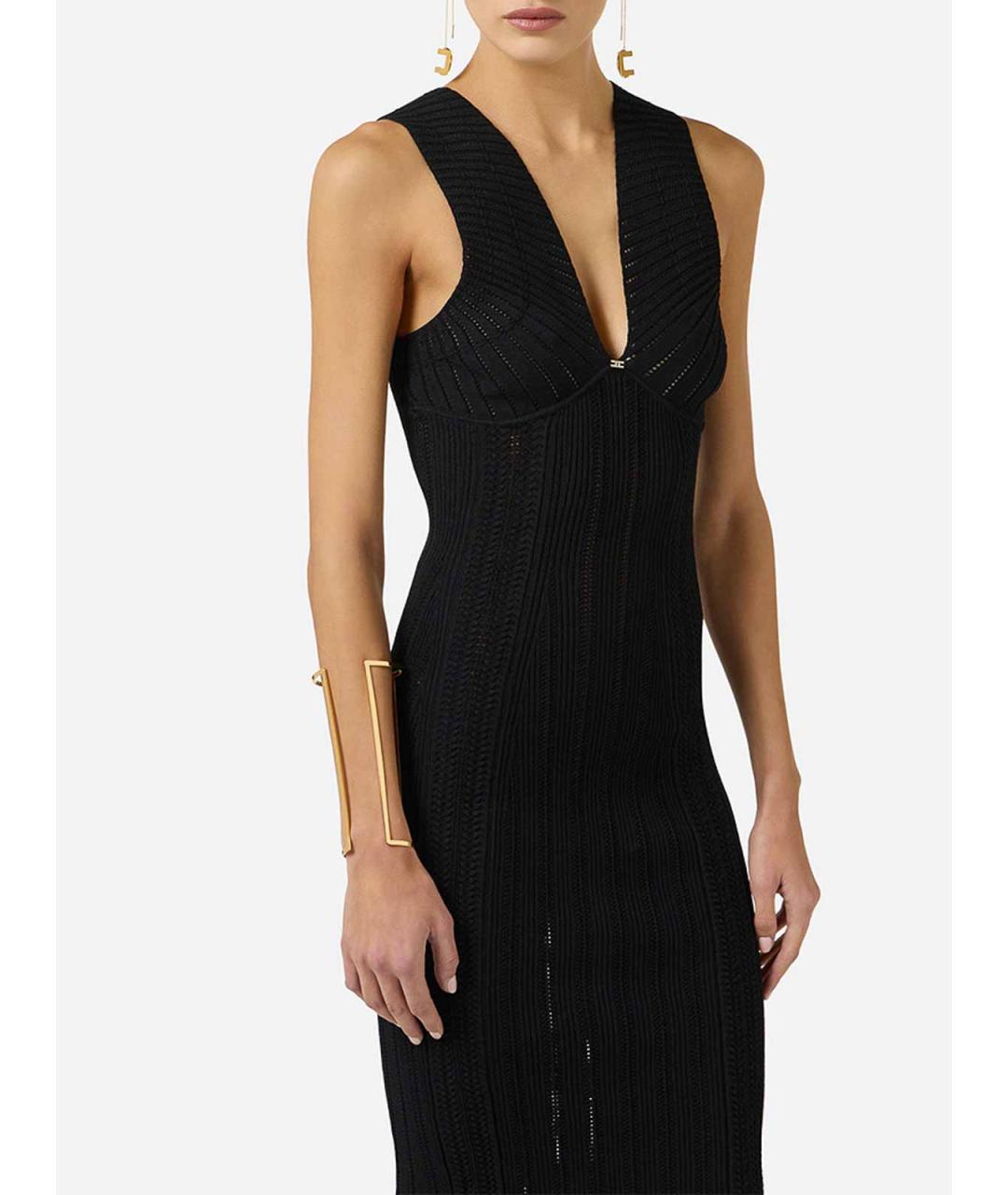 ELISABETTA FRANCHI Черное полиэстеровое повседневное платье, фото 4