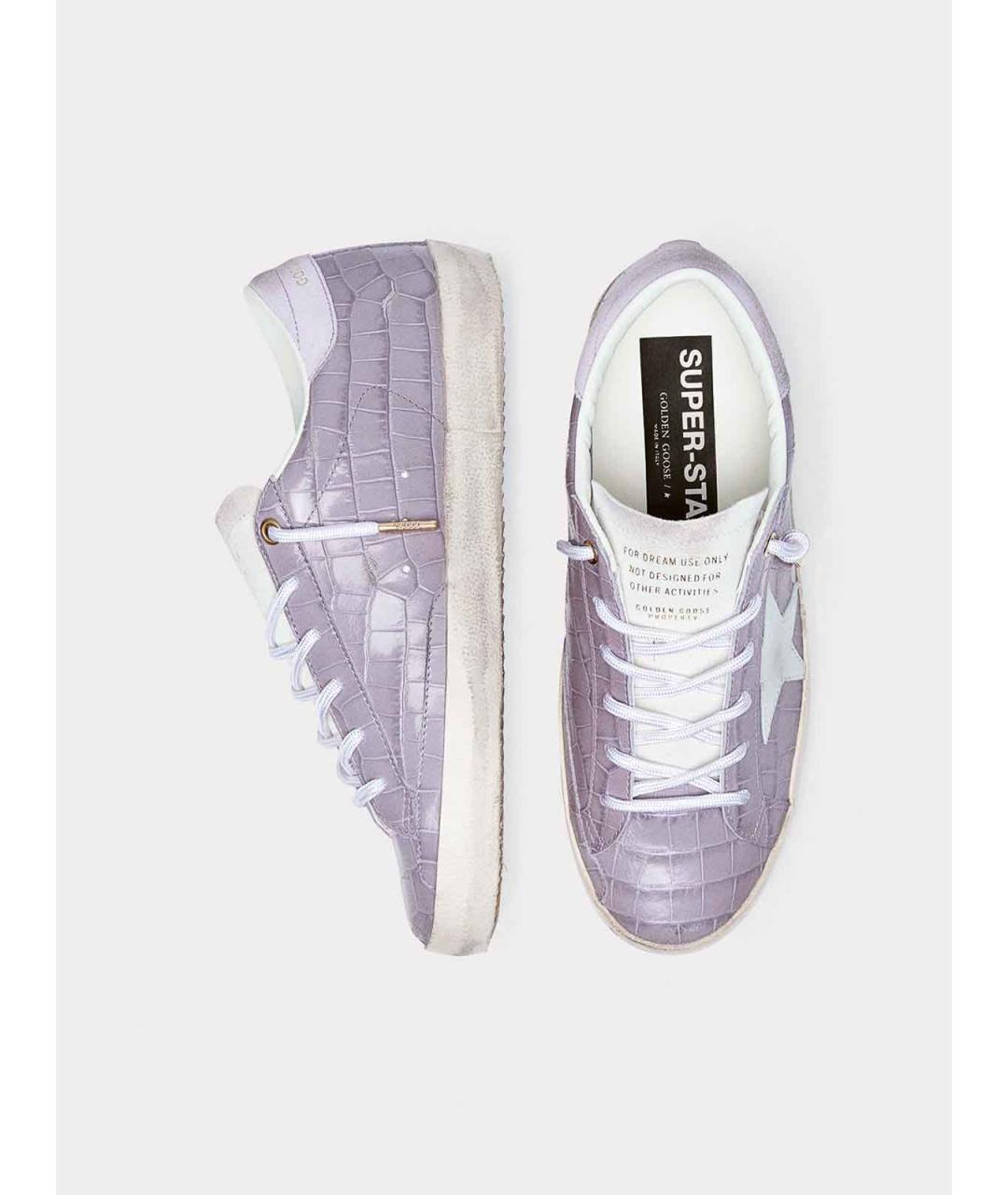 GOLDEN GOOSE Фиолетовые кожаные кроссовки, фото 3