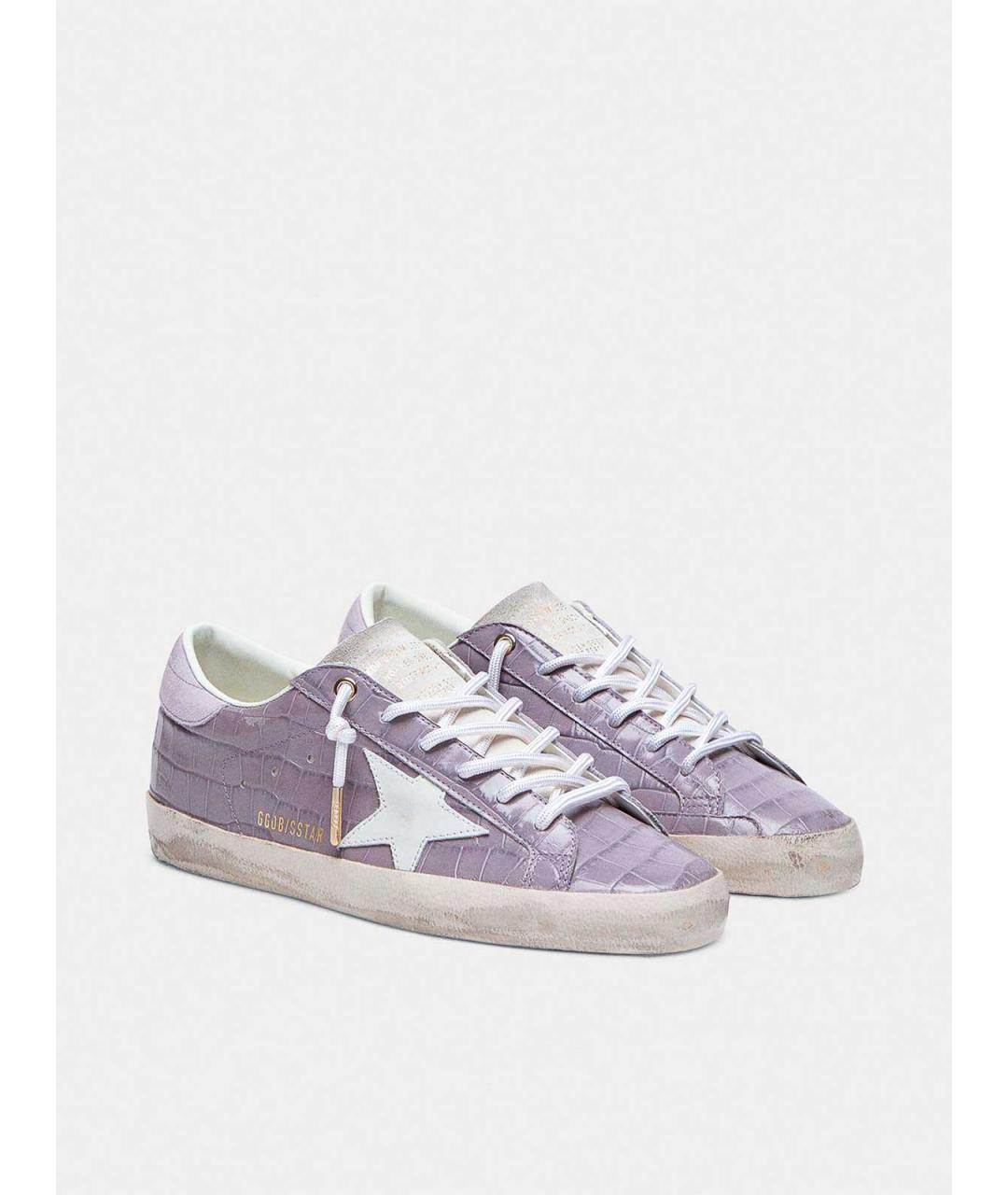 GOLDEN GOOSE Фиолетовые кожаные кроссовки, фото 2