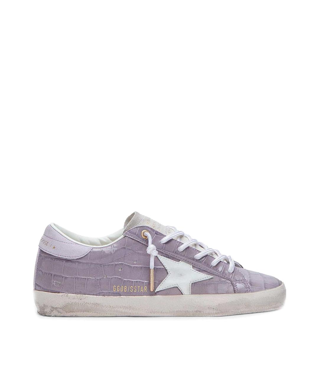 GOLDEN GOOSE Фиолетовые кожаные кроссовки, фото 1
