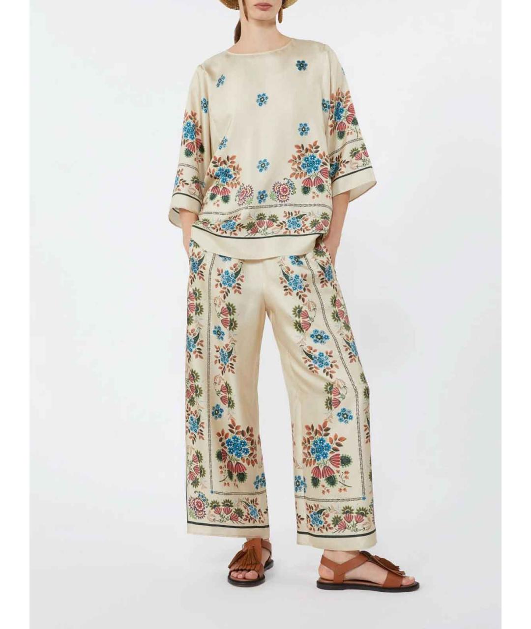 WEEKEND MAX MARA Мульти шелковые прямые брюки, фото 2