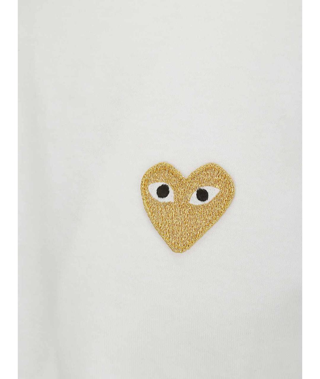 COMME DES GARÇONS PLAY Белая хлопковая футболка, фото 3