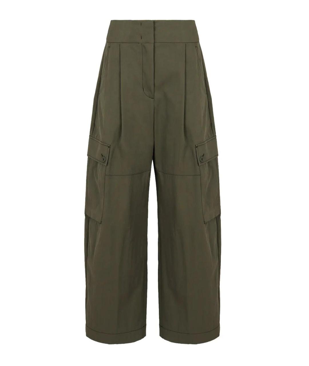 WEEKEND MAX MARA Зеленые хлопковые брюки широкие, фото 1