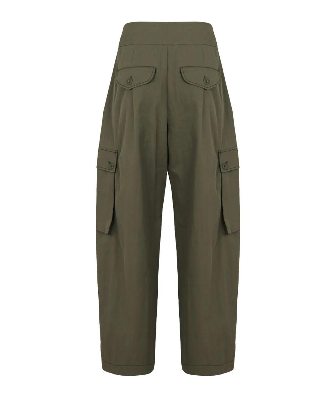 WEEKEND MAX MARA Зеленые хлопковые брюки широкие, фото 2