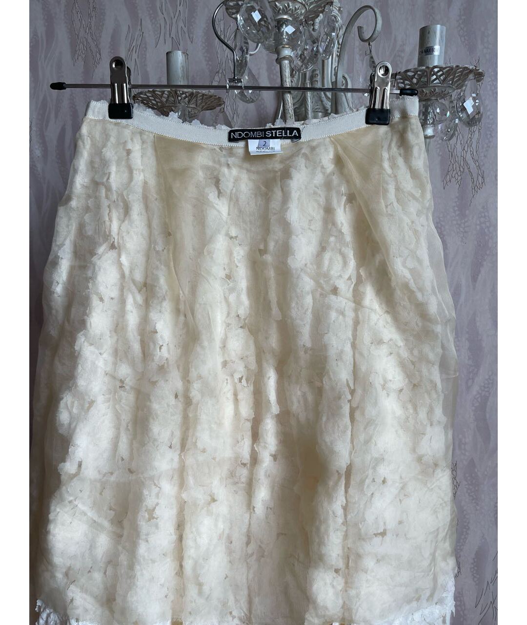 NDOMBI STELLA Белая полиэстеровая юбка миди, фото 3