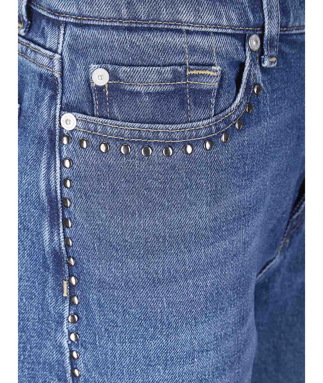 7 FOR ALL MANKIND Синие хлопковые прямые джинсы, фото 3