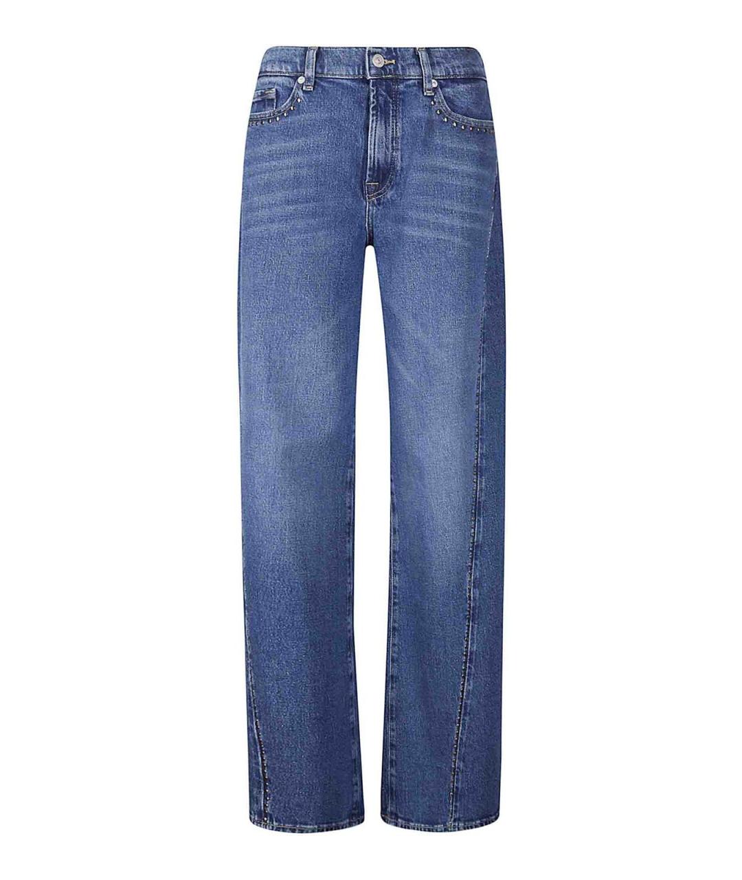 7 FOR ALL MANKIND Синие хлопковые прямые джинсы, фото 1