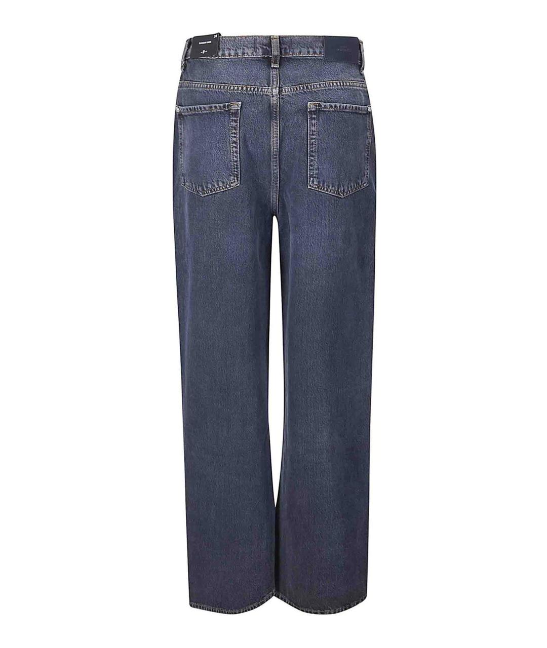 7 FOR ALL MANKIND Синие хлопковые прямые джинсы, фото 2