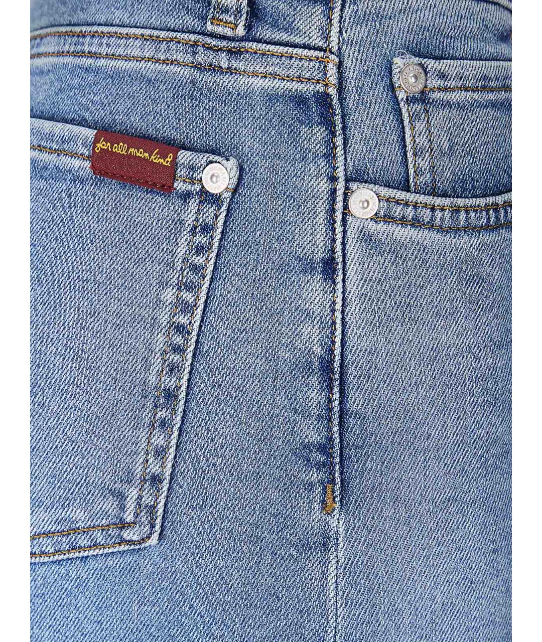 7 FOR ALL MANKIND Синие хлопковые прямые джинсы, фото 3