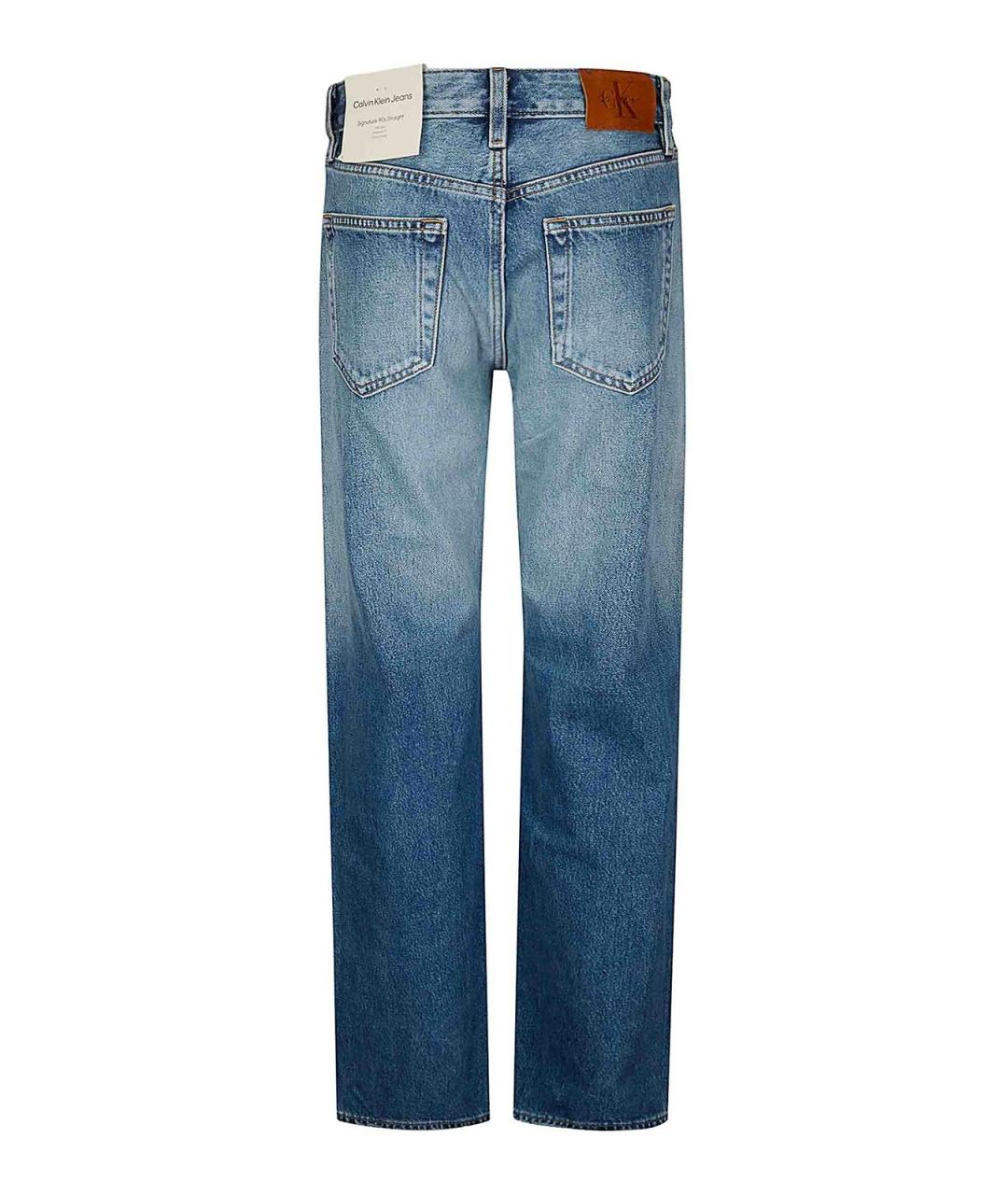 CALVIN KLEIN Синие хлопковые прямые джинсы, фото 2