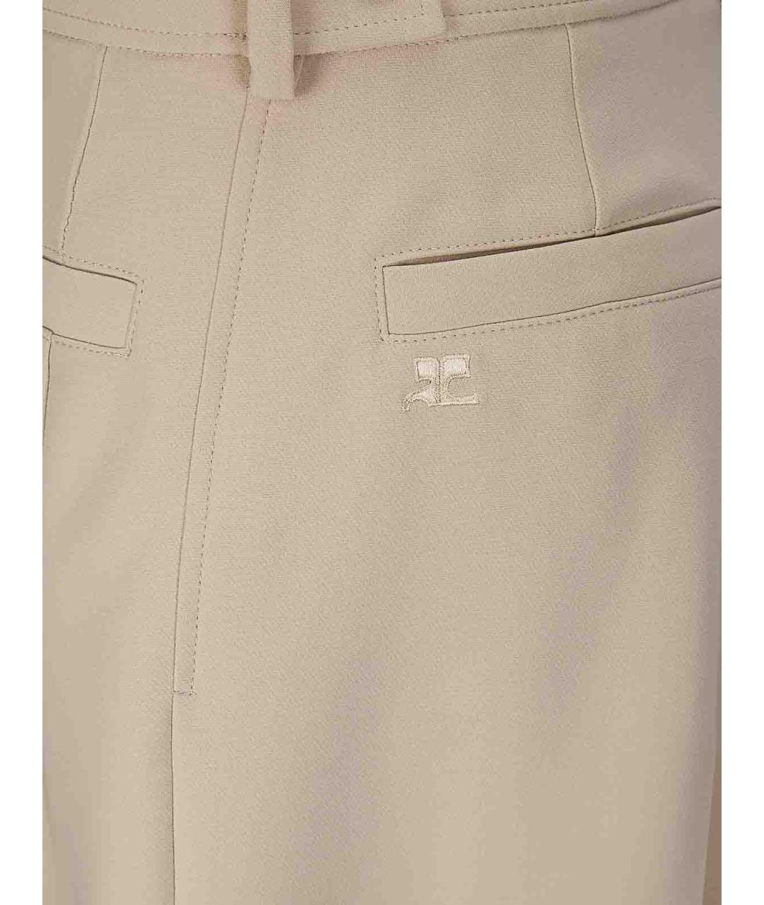 COURREGES Бежевые ацетатные прямые брюки, фото 3
