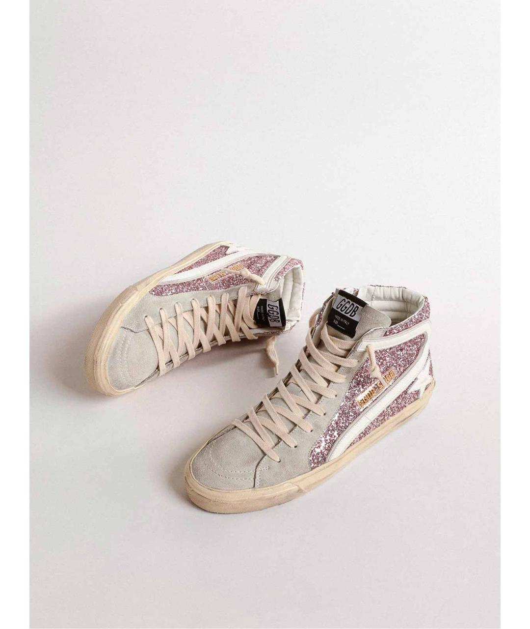 GOLDEN GOOSE Розовые кожаные кроссовки, фото 2
