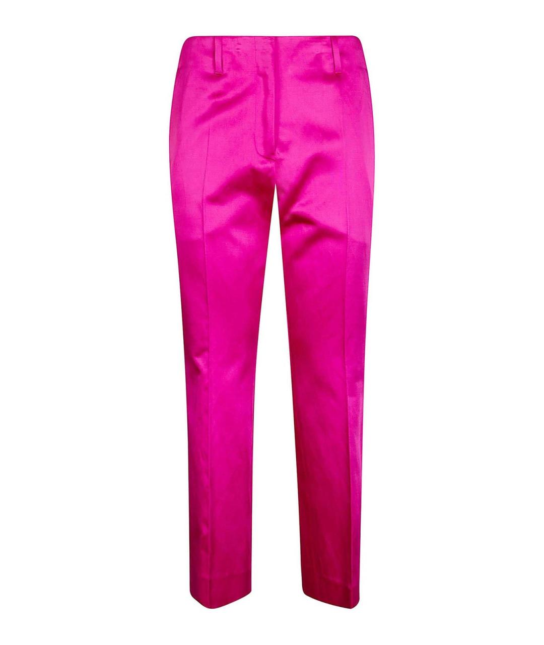 DRIES VAN NOTEN Розовые хлопковые прямые брюки, фото 1