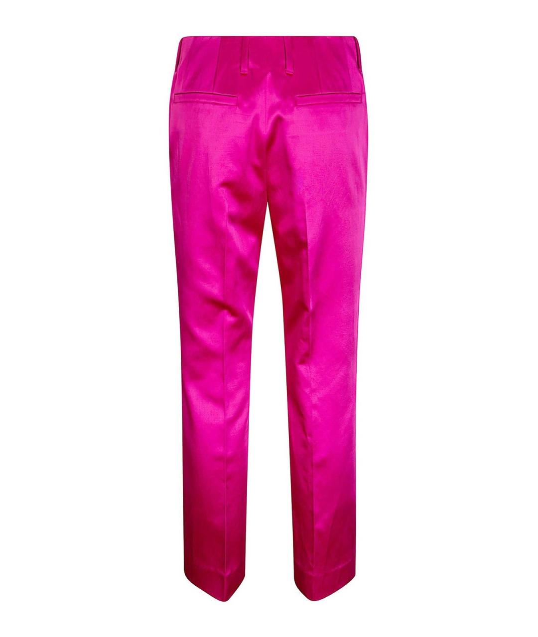 DRIES VAN NOTEN Розовые хлопковые прямые брюки, фото 2