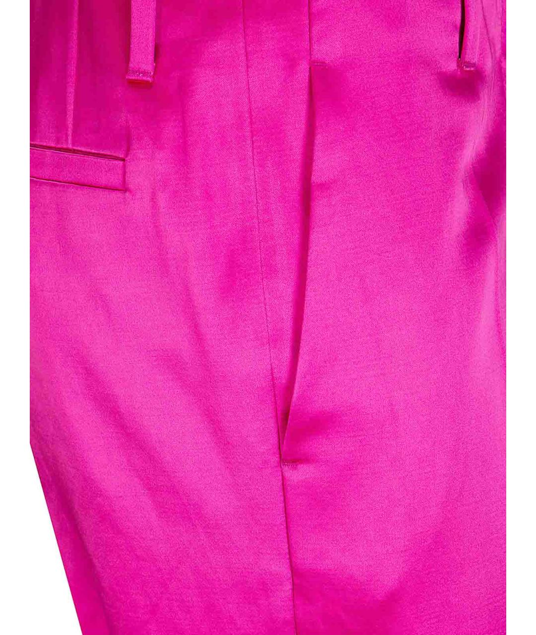 DRIES VAN NOTEN Розовые хлопковые прямые брюки, фото 3