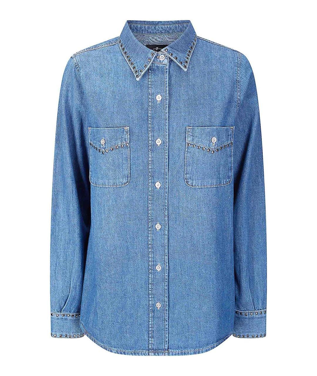 7 FOR ALL MANKIND Синяя хлопковая рубашка, фото 1