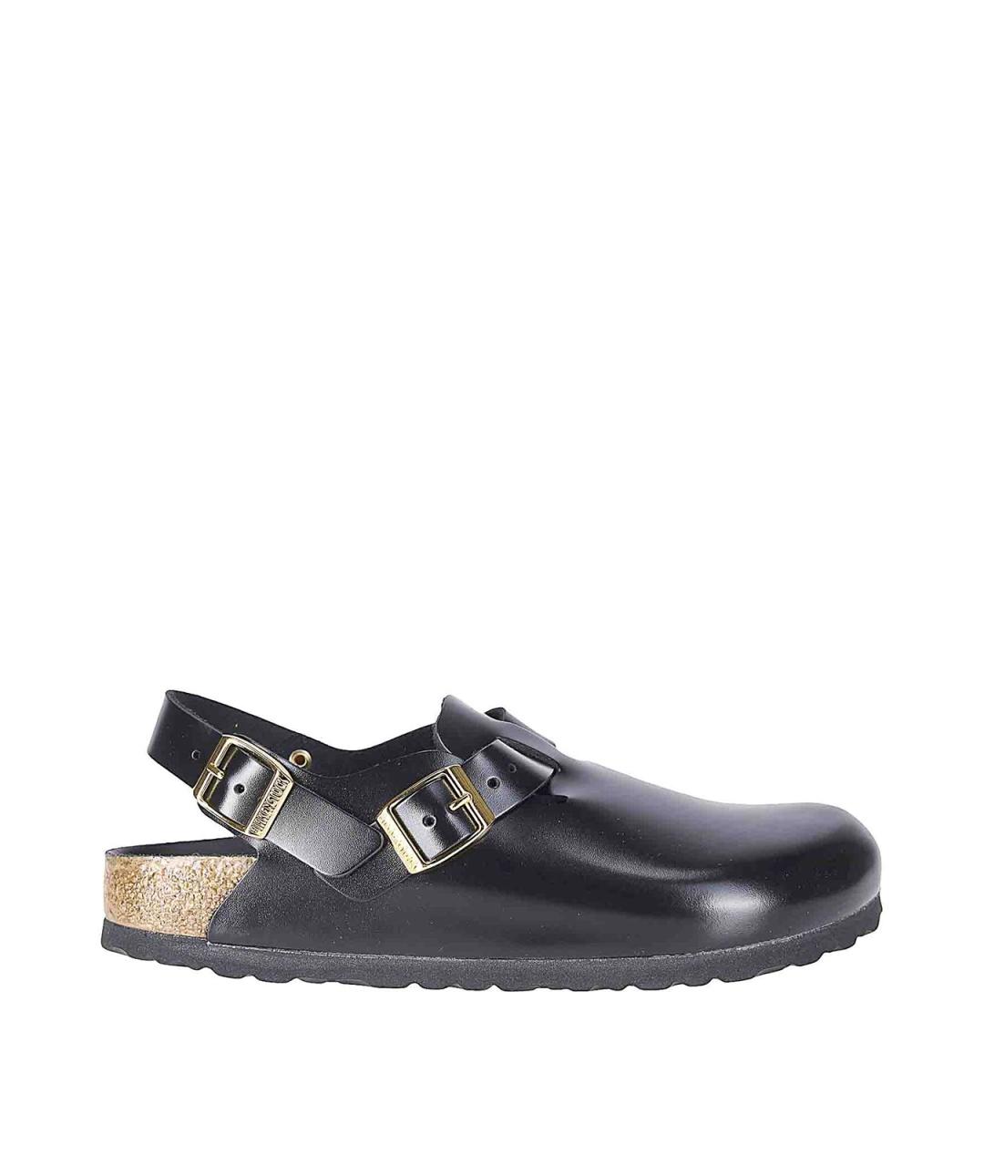 BIRKENSTOCK Черные кожаные мюли, фото 1