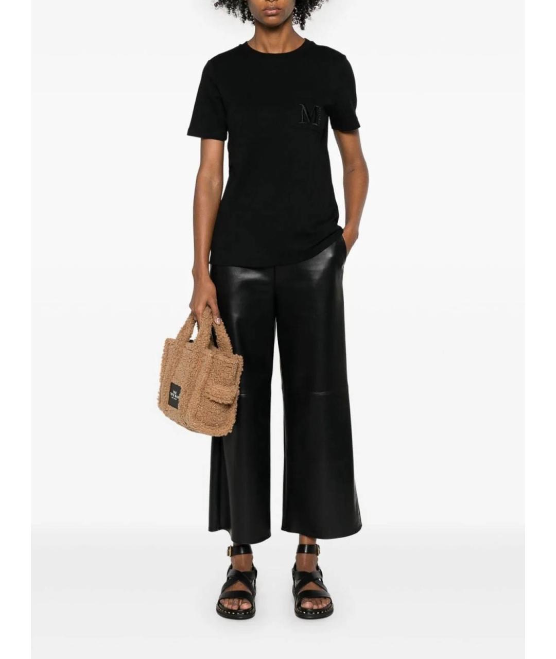 'S MAX MARA Черная хлопковая футболка, фото 3